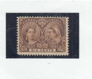 CANADA # 55  FVF-MNH 6cts 1897 DIAMOND JUBILEE /YELLOW BROWN CAT VALUE $675 - Picture 1 of 1