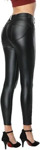 Winter Women Elastic Force Hot-Ass PU Tight Leather Pants Yoga Pants Hip Pants L - Picture 1 of 3