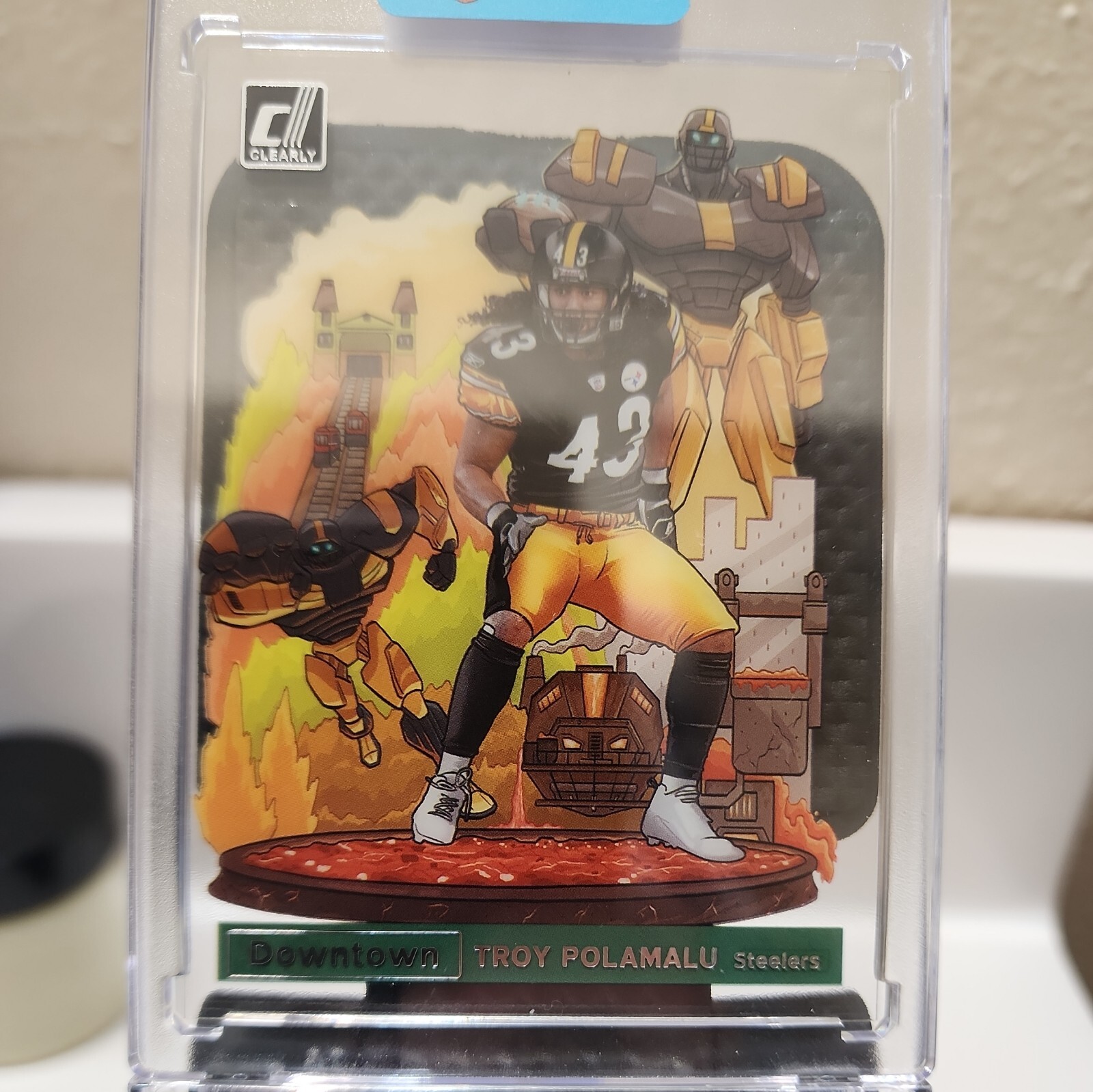 2021 PANINI DONRUSS CLEARLY  TROY POLAMALU DOWNTOWN 🔥  SSP CASE HIT!