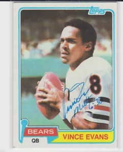 VINCE EVANS CHICAGO BEARS 1981 TOPPS #11 USC AUTOGRAPHED CARD DINGED - Picture 1 of 1
