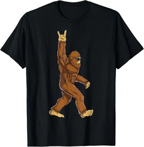 Bigfoot Rock On Sasquatch Rock And Roll Funny Men Graphic T-Shirt - Picture 1 of 3