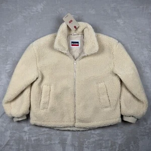 New Levi's Original Women's Fleece Teddy Sherpa Jacket Beige Size M NWT - Picture 1 of 9
