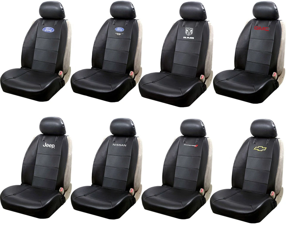 Black Synthetic Leather Sideless Car Truck Front Seat Cover with Headrest Cover - Изображение 1 из 1