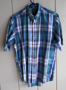 "Camisa para hombre L Cambridge Classics a cuadros mezcla algodón manga corta con botones pecho 50" - Imagen 1 de 10