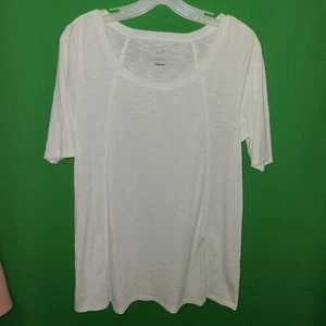 9481) NWOT J JILL medium white Pima Seamed Elbow Sleeve Tunic tee new - Picture 1 of 6