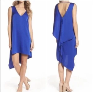 NEW BCBG MAXAZRIA  SHANA ASYMMETRIC RUFFLE SATIN DRESS SIZE XS $230 - Picture 1 of 6