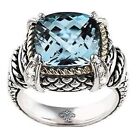 Andrea Candela 18K Gold & Silver Diamond Blue Topaz Cable Ring Acr02/10-Bt