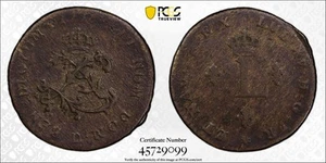 1738 D Colonial Coinage of 1709 - 1760 Sou Marque PCGS XF-45 - Picture 1 of 1