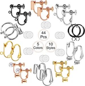10 Pairs Clip on Earring Converter Non Pierced Earrings Components with Post for - Picture 1 of 12