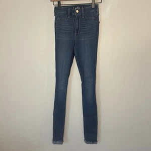 Juniors Hollister High-rise Jean Jegging Size 00L w23 L30 Cuffed Bottom Detail - Picture 1 of 5