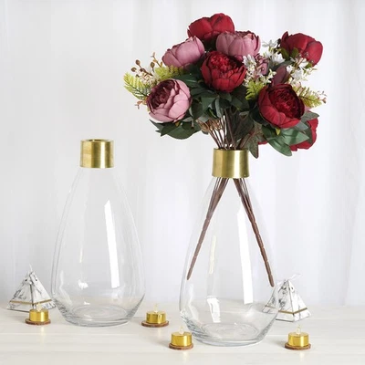 4 botellas de vidrio de 14" de alto ORO TRANSPARENTE JARRONES BODA FIESTA EVENTOS CENTROS DE MESA Foto 1 de 4