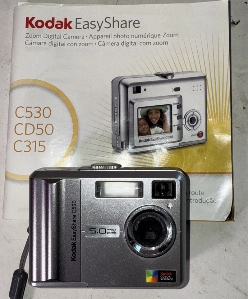 Kodak EasyShare C530 Digital Camera 5.0 MP Silver SD/MMC Tested Y2K - Image 1 of 4