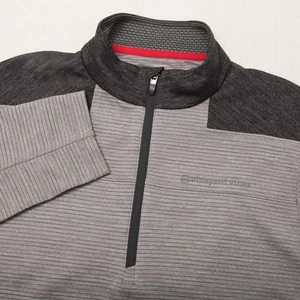 Vineyard Vines Sweater Herren Large grau gestreift Performance Quarter Zip Pullover - Bild 1 von 12