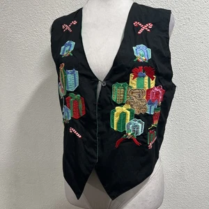 Karen Scott Weihnachtsweste Geschenke Gr. PS Applikation bestickt Grannycore - Bild 1 von 15