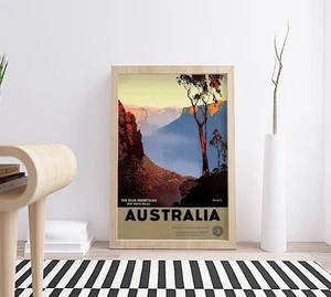 Blue Mountains Vintage Travel Poster - Picture 1 of 5