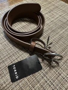 TORRID Round Silver Buckle Adjustable Faux Leather Belt 2X Brown - Picture 1 of 10