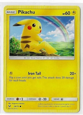 Pikachu 28/73 Holo Shining Legends SM Pokemon Card rainbow LP - Image 1 of 2