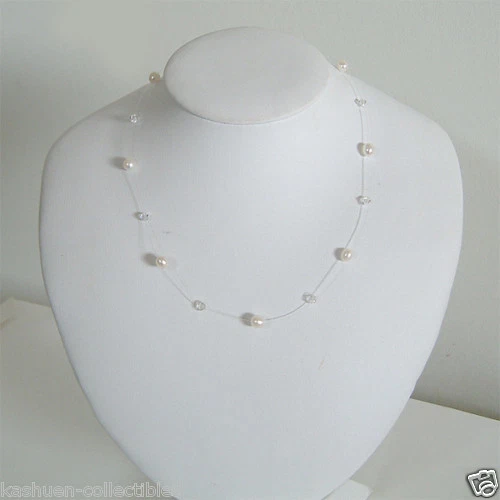 Collana In Argento Sterling Con Perla D'Acqua Dolce In Cristallo Swarovski - Immagine 1 di 1