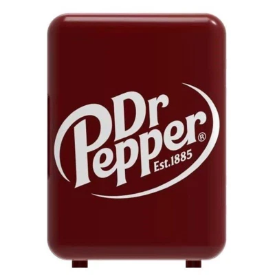 Burgundy White Dr. Pepper Soda Mini Fridge Compact Personal Refrigerator Retro - Image 1 of 4