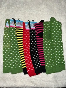 Girls Bright Colourful NEW Over Knee Socks Size 9-12 Stars & Stripes X 8 Pairs - Picture 1 of 2