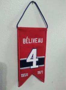 #4 JEAN BELIVEAU MONTREAL CANADIENS MINI BANNER RETIREMENT JERSEY NHL HOCKEY - Picture 1 of 1