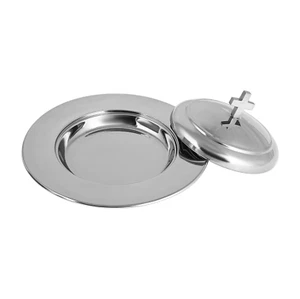 1 Stackable Communion Bread Plate Set | Stainless Steel – Shiny Mirror Finish - Photo 1 sur 5