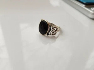 Vintage Damen RING mit Steinen Sterling SILBER 925 schwarzer Stein Größe 17 mm - Bild 1 von 10