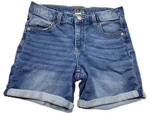 Justice Girls Denim Jean Shorts Midi Size 12 Cuffed - Picture 1 of 7