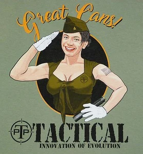 PTP Tactical "Great Cans" Pin-up Comfort Colors T-shirt - Green - Picture 1 of 3