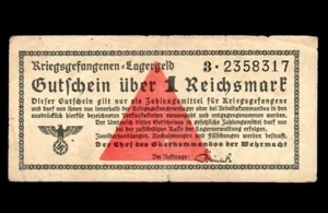 GERMANY Ghetto 1 REICHSMARK 1939 -1944 PRISONER OF WAR POW CAMP  holocaust  - Picture 1 of 4