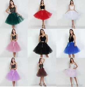 Adult 5 Layers Petticoat 60cm Long Tutu Skirts Prom Midi Tulle Skirt Underskirt - Picture 1 of 25