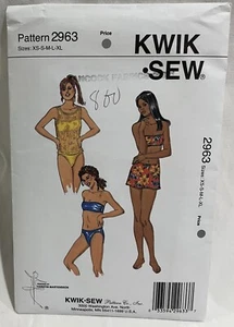 Kwik Sew 2963 Swimwear Bandeau Bikini, Tank Top and Skirt Sewing Pattern Cut OOP - Picture 1 of 10
