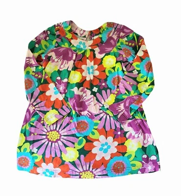 Hanna Andersson Top Girls 120 6 7 Floral Long Sleeve Cotton Tunic Spring Flowers - Image 1 of 3
