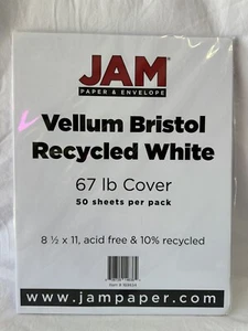 JAM Paper Vellum Bristol Cardstock - 8.5" X 11" - 67 Lb White - 50 sheets - Picture 1 of 3