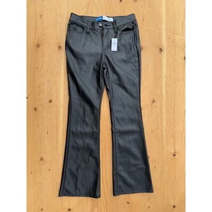 Old Navy Faux Leather Flare Pants High-Rise Adjustable Waist Black Size 12 - Picture 1 of 5