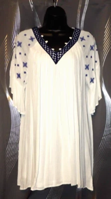 Loveriche• Size S• White• 3/4 Bell Sleeve• Lined~ Kaftan• Mini Dress• - Image 1 of 4