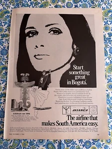 Vintage 1969 Avianca Airlines Print Ad Start Something Great In Bogota - Picture 1 of 7