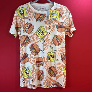 NEW Nickelodeon All-Over Print Shirt: SpongeBob SquarePants Krabby Patty 🔥 Sz S - Picture 1 of 4