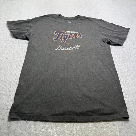 Detroit Tigers MLB T Shirt Mens Large L Gray Ring Spun Soft Short Sleeve Top Cover