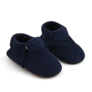 Suede Baby Moccasins Starbie's baby moccasins baby shoes leather Blue Brown - Picture 1 of 10