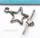 1x OXIDIZED STERLING SILVER TWINKLE STAR TOGGLE CLASP 15.6mm #2936