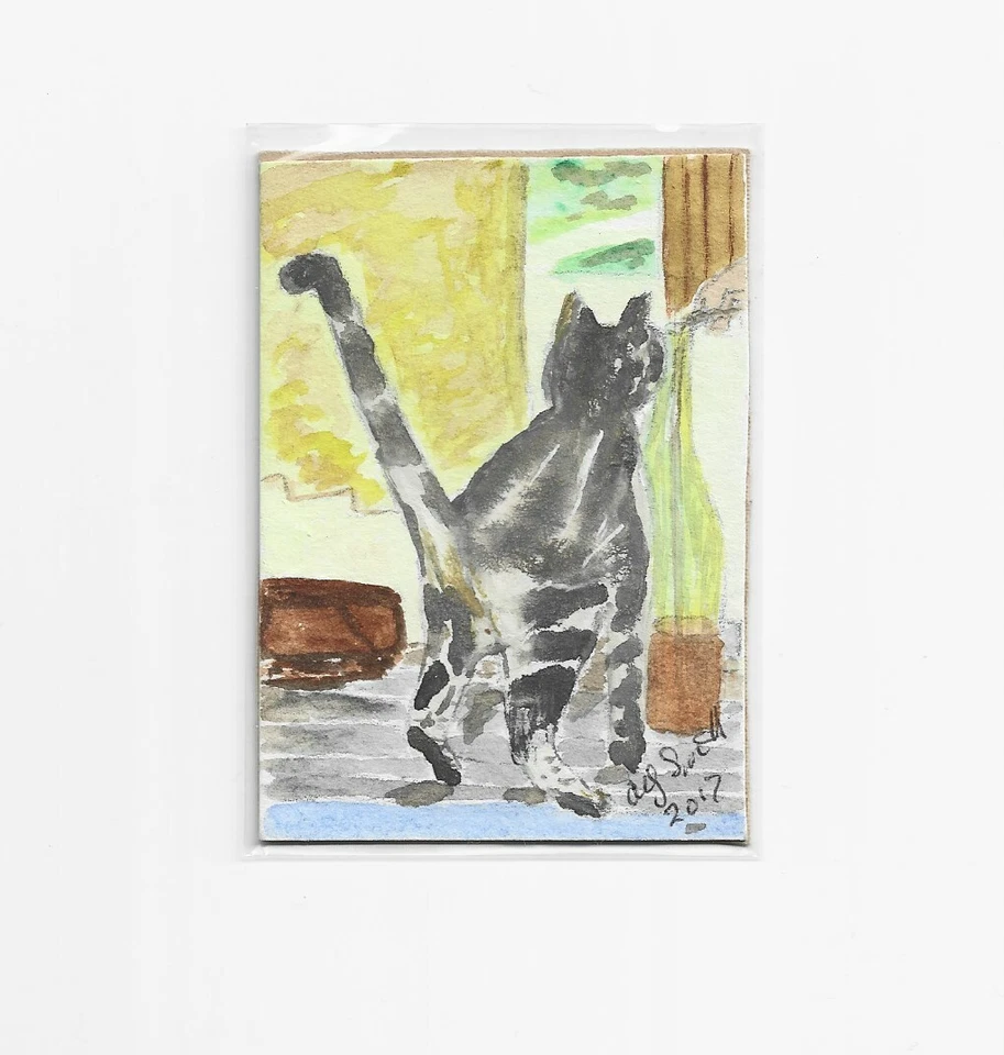 ACEO "  JESSIE AND WINE BOTTAL " ORIGINAL WATERCOLOUR PAINTING  2/17 - Image 1 of 1