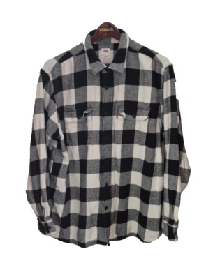 Camisa Levi's Para Hombre Grande Negra/Blanca Búfalo Franela Relajada Manga Larga Foto 1 de 4