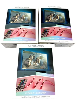(3) Tira de luz flexible West & Arrow, 10 pies de longitud, alimentado por USB, 3 cajas Foto 1 de 4