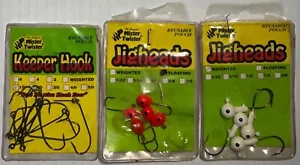 Vintage Mister Twister Keeper Hook & Jigheads Lot Of 3 Packs Fishing Accessories - Picture 1 of 4