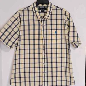 U.S. Polo Assn Men's Button Down Shirt Short Sleeve Yellow Plaid Size XL - Picture 1 of 8