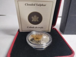 🇨🇦 Kanada 50 Cent Silbermünze, Wolkiger Schwefel Schmetterling, vergoldet, 2004 - Bild 1 von 7