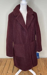 French connection NWT women’s vegan fur coat size M wine Purple HG - Picture 1 of 10