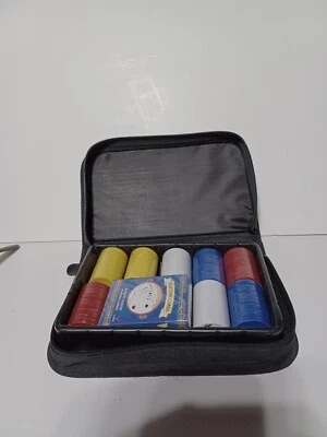 Travel Texas Hold Em Poker Playing Card Travel Set in Zipper Close Case w/ Chips - Image 1 of 4