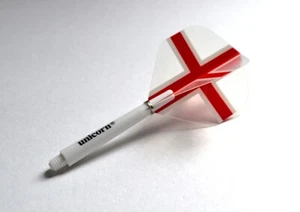ENGLAND ST GEORGE DART FLIGHTS UND UNICORN GRIPPER 3 WEISSE STIELE - Bild 1 von 1